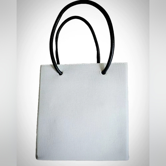Balenciaga Shopping North South Tote XXS Bag White Black Logo Square Crossbody - Picture 3 of 11